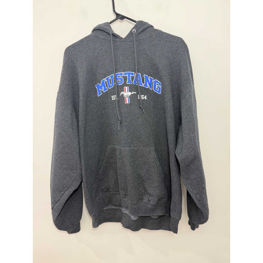 Jerzees Ford Mustang Pullover Hoodie Gray Graphic Sweatshirt Mens 2XL 2TG